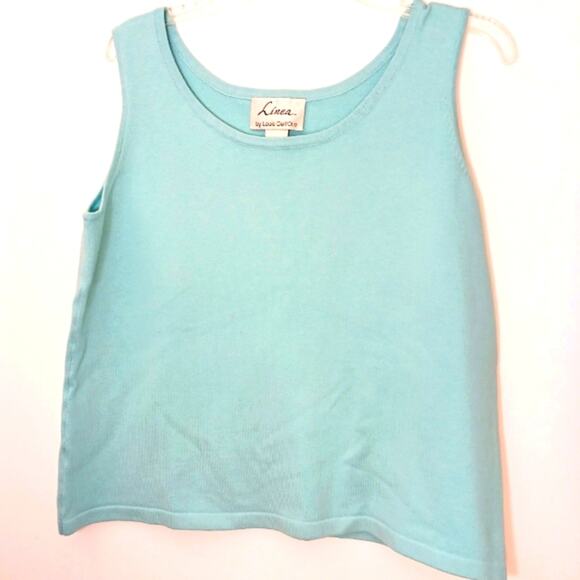 Linea 3 Pc Formal Cardigan Sweater Set Sz L AQUA SKY BLUE Sequins Knit was $350 - Picture 13 of 16